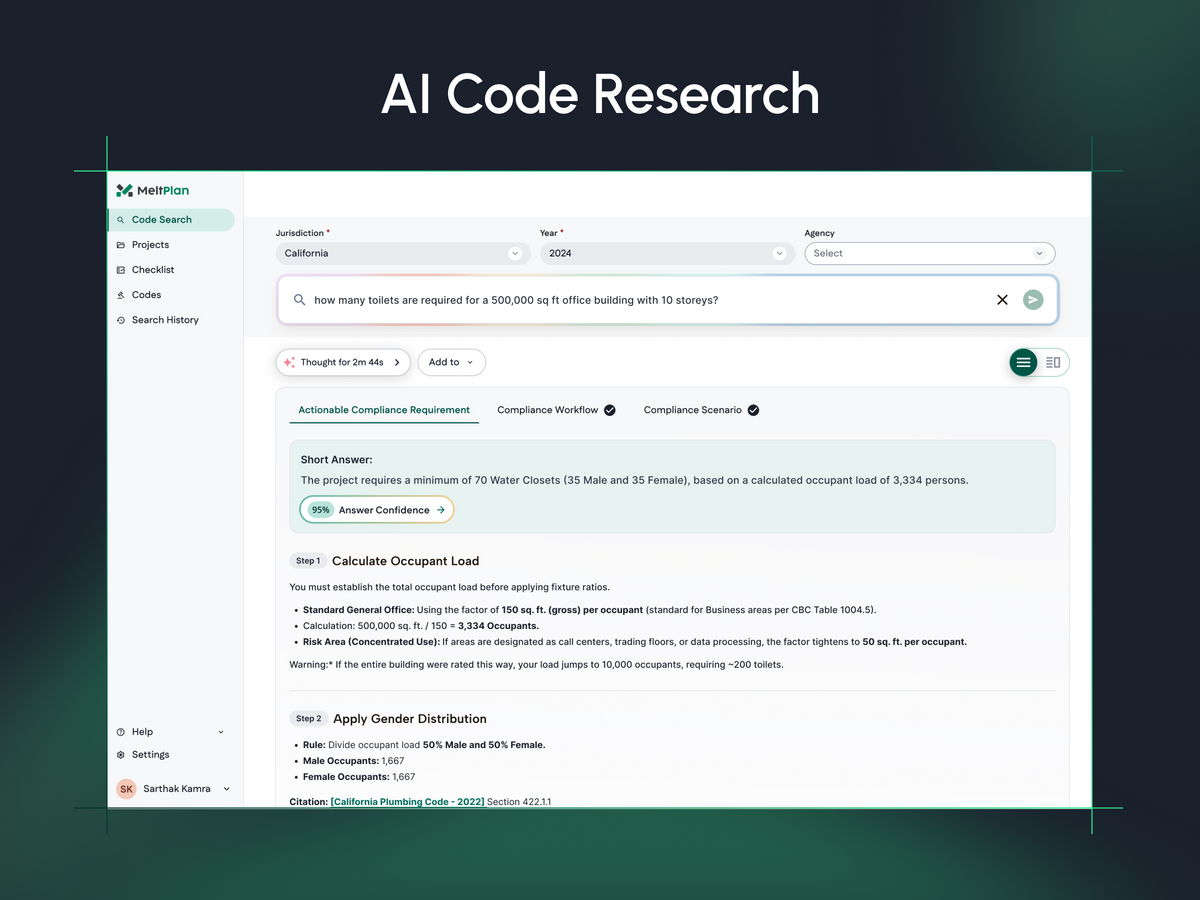 Melt Code AI for reliable building code research